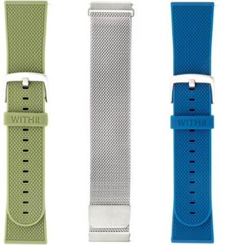 WITHit Band Kit for Fitbit Versa, Versa Lite and Versa 2 (3-Pack) - Silver/Olive/Navy BUY IN MIDDLE EAST