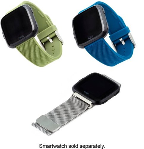 WITHit - Band Kit for Fitbit Versa, Versa Lite and Versa 2 (3-Pack) - Silver/Olive/Navy