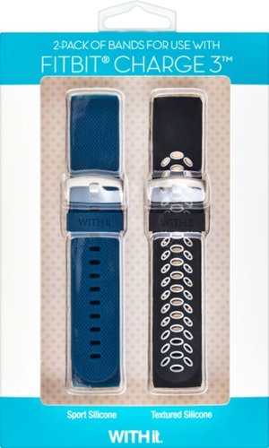 WITHit Band Kit for Fitbit Charge 3 and Charge 4 (2-Pack) - Black/Gray/Blue BUY IN EUROPE
