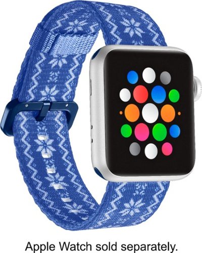  Dynex - Holiday Snowflake Nylon Band for Apple Watch 38mm and 40mm - Blue/White
