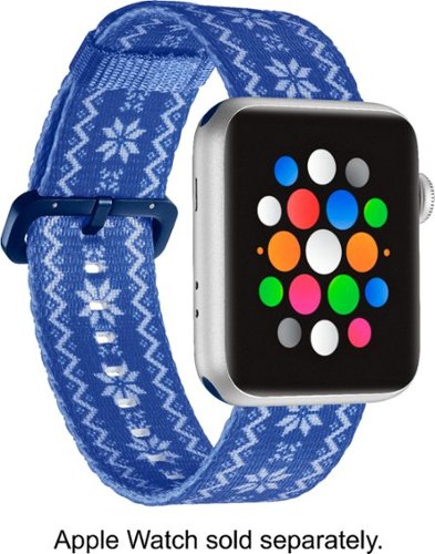  Dynex - Holiday Snowflake Nylon Band for Apple Watch 42, 44mm (Series 1-8) and Apple Watch Ultra 49mm - Blue/White
