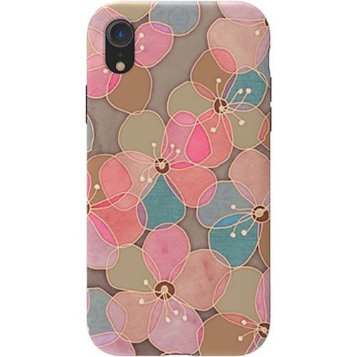 ArtsCase StrongFit Designers Case for Apple iPhone XR - Simple Floral In Soft Neutrals And Pink WORLDWIDE DELIVERY