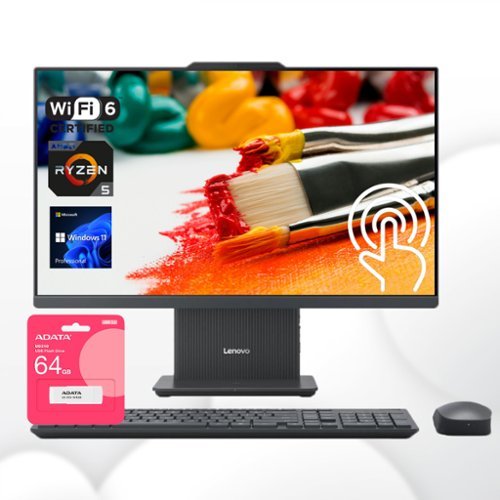 Lenovo - IdeaCentre 27" Touchscreen All-in-One - Wireless Charging Base - AMD Ryzen 5 - 32GB RAM - 1TB SSD - Adata 64GB USB Drive - Gray-Front_Standard 