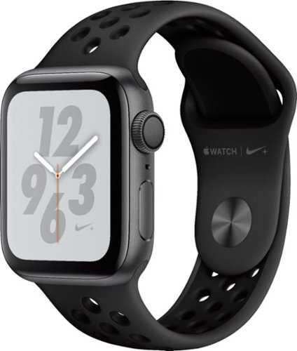 Geek Squad Certified Refurbished Apple Watch Nike+ Series 4 (GPS) 40mm Aluminum Case with Nike Sport Band - Space Gray Aluminum - (2018)-Left_Standard 