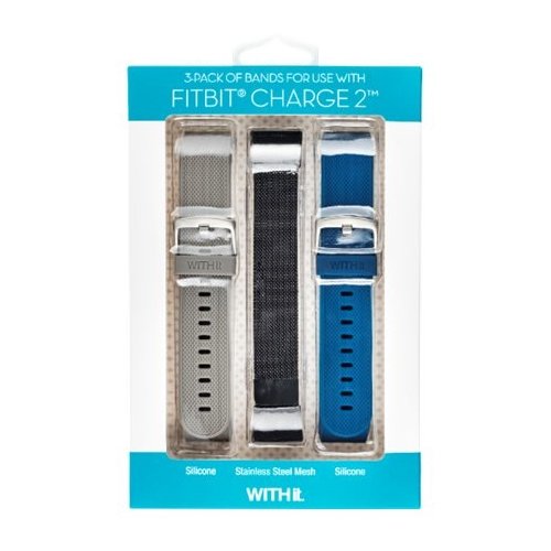 WITHit Band Kit for Fitbit Charge 2 (3-Pack) - Gray/Black/Navy BUY IN EUROPE