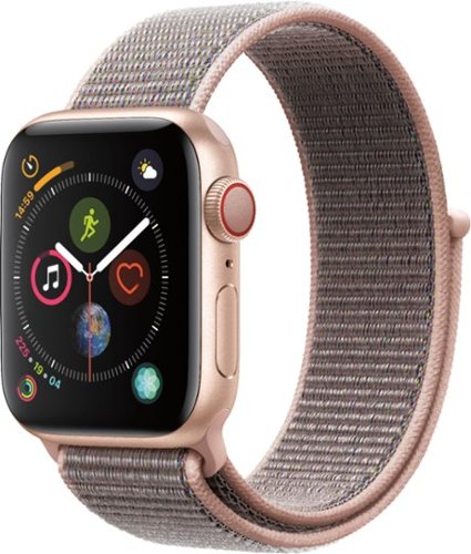Geek Squad Certified Refurbished Apple Watch Series 4 (GPS + Cellular) 40mm Aluminum Case with Pink Sand Sport Loop - Gold - (2018)-Left_Standard 
