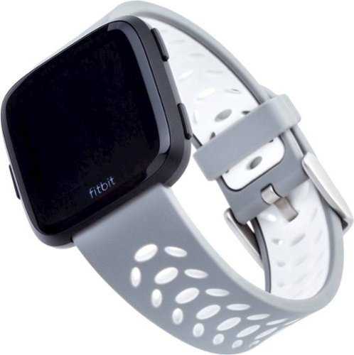 WITHit - Sport Band Watch Strap for Fitbit Versa, Versa Lite, and Versa 2 - Gray/White