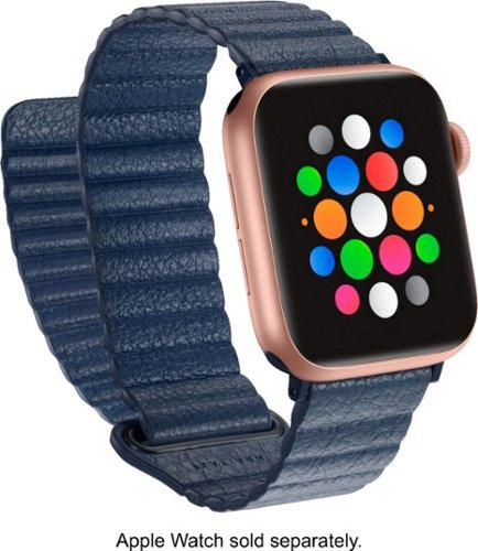 Platinum™ - Leather Loop Band for Apple Watch® 38mm and 40mm - Navy Blue-Angle_Standard 