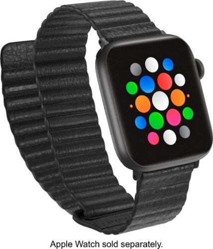  Platinum - Leather Band for Apple Watch 42, 44mm (Series 1-8) and Apple Watch Ultra 49mm - Black