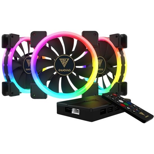 GAMDIAS - AEOLUS M1-1403R 140mm System Fan Kit with RGB Lighting - Black-Front_Standard