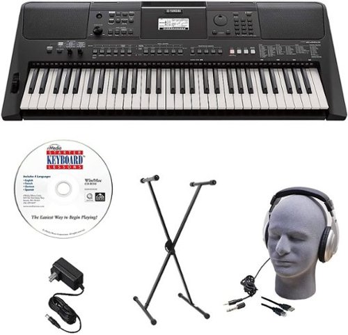 Yamaha - Portable Keyboard with 61 Keys - Black-Front_Standard 