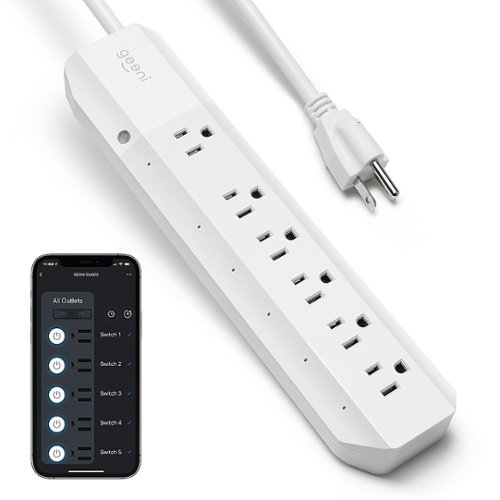 Geeni - 6 Outlet 460 Joules Surge Protector Strip - White