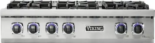 Front. Viking - Built-in 7 Series Gas 36"W Sealed Burner Rangetop - Stainless steel.