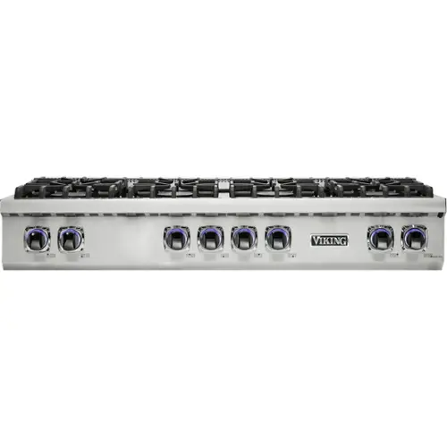 Front. Viking - Built-in 7 Series Gas 48"W Sealed Burner Rangetop - Stainless steel.