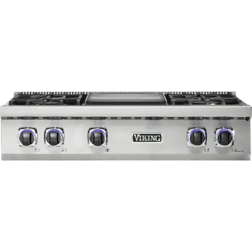 Front. Viking - Built-in 7 Series Gas 36"W Sealed Burner Rangetop-LP - Stainless Steel.