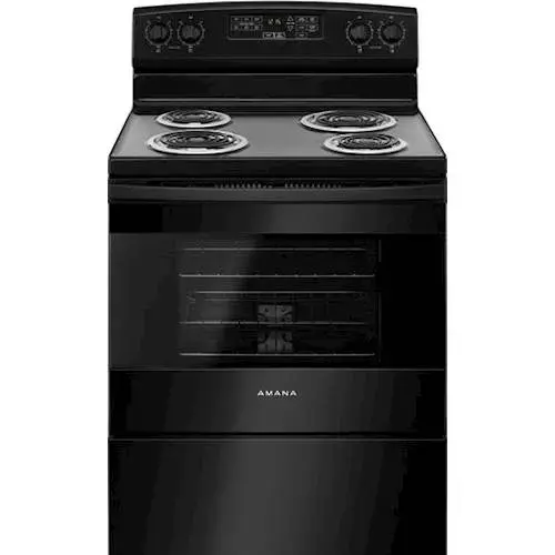 Front. Amana - 4.8 Cu. Ft. Self-Cleaning Freestanding Electric Range - Black.