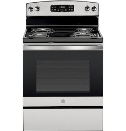 GE - 5.3 Cu. Ft. Freestanding Electric Range with Self-Cleaning and Sensi-temp Technology - Stainless steel