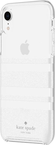 kate spade new york - Protective Hardshell Case for Apple® iPhone® XR - Clear/Charlotte Stripe White Glitter-Front_Standard 
