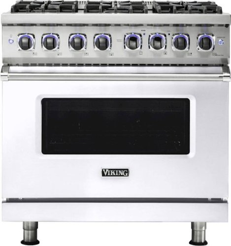 Viking - 5.6 Cu. Ft. Self-Cleaning Freestanding Dual Fuel Convection Range - White