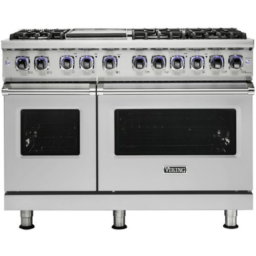 Viking - 6.1. Cu. Ft. Freestanding Double Oven LP Gas Range - Stainless steel