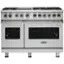 Front. Viking - 48"W 7-Series Dual Fuel Self-Clean Range-6 Burners + Griddle - Stainless steel.
