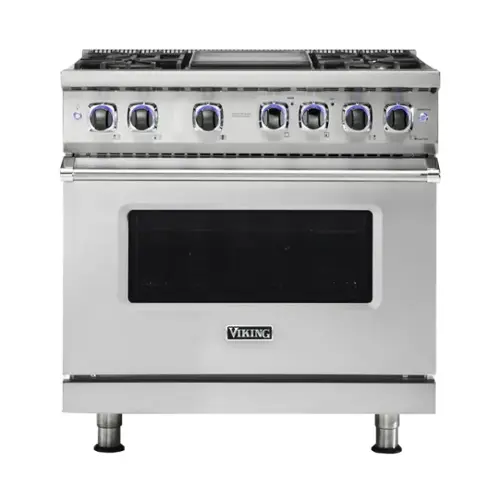 Front. Viking - VGR Freestanding 7-Series Gas 36"W Range - Stainless Steel.