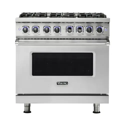 Front. Viking - VGR Freestanding 7-Series Gas 36"W Range - Stainless Steel.
