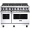 Viking - 48"W 7-Series Dual Fuel Self-Clean Range-8 Burners - White-Front_Standard