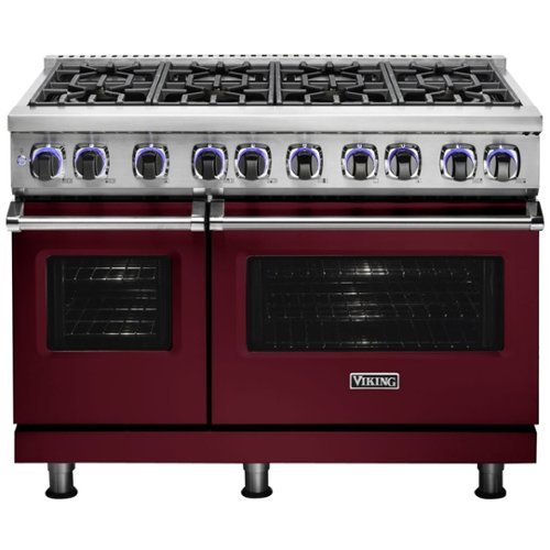 Viking - Self-Cleaning Freestanding Double Oven Dual Fuel Convection Range - Burgundy-Front_Standard 