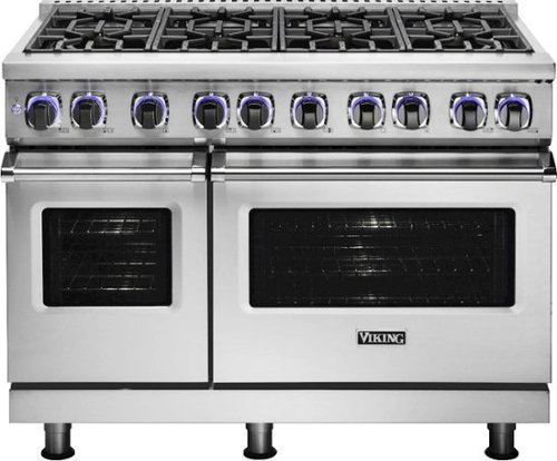 Viking - 6.1. Cu. Ft. Freestanding Double Oven LP Gas Range - Stainless steel