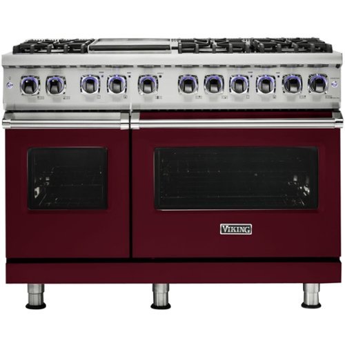 Viking - Self-Cleaning Freestanding Double Oven Dual Fuel Convection Range - Burgundy-Front_Standard 