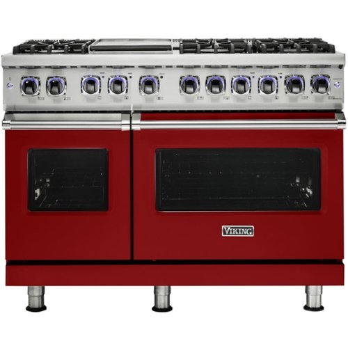 Viking - Self-Cleaning Freestanding Double Oven Dual Fuel Convection Range - Apple Red-Front_Standard 