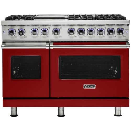 Viking - Self-Cleaning Freestanding Double Oven Dual Fuel Convection Range - Apple Red-Front_Standard 