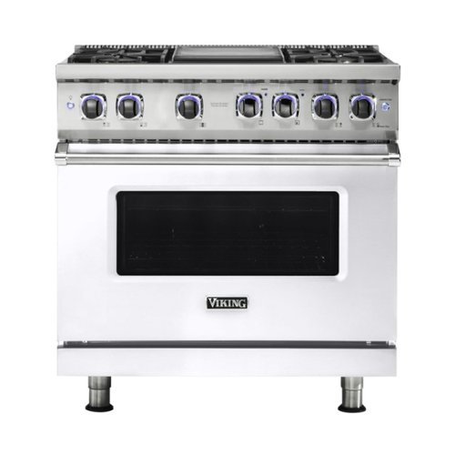 Viking - 5.6 Cu. Ft. Self-Cleaning Freestanding Dual Fuel Convection Range - White