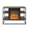 Walker Edison - Open-Shelf Fireplace TV Console for Most TVs Up to 44" - Rustic Oak-Front_Standard