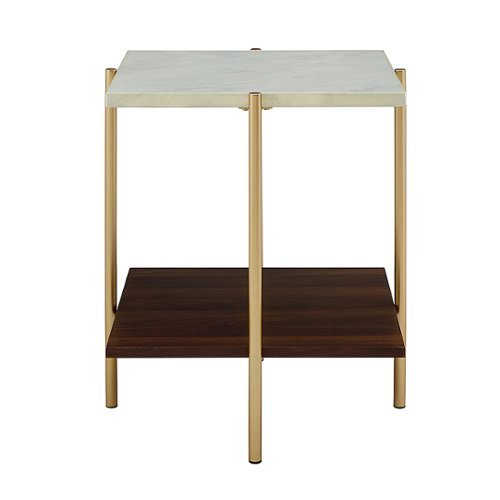 Walker Edison - Simone Square Side Table - Marble/Gold