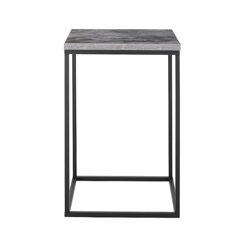 Walker Edison - Modern Open Sided End/Side Table - Dark Concrete/Black