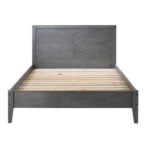 Walker Edison - Solid Wood Chevron Back Queen Bed Frame - Grey - Gray-Front_Standard 