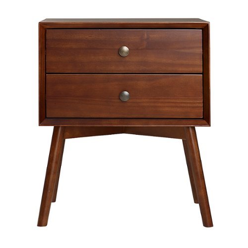 Walker Edison - Mid-Century Solid Wood 2-Drawers Cabinet - Walnut