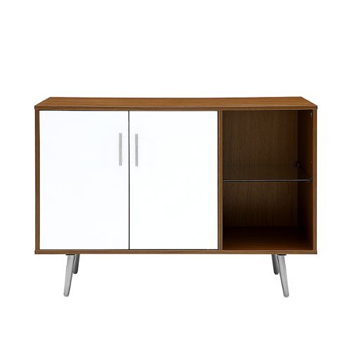 Walker Edison - Mid-Century Wood TV Console for Most TVs Up to 48" - Acorn/White-Front_Standard 