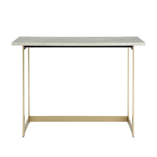 Walker Edison - Modern Faux Marble Computer Desk - White Faux Marble/Gold
