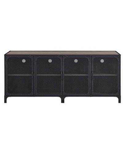 Walker Edison - Industrial Mesh Metal TV Stand Cabinet for Most Flat-Panel TVs Up to 70" - Gray Wash