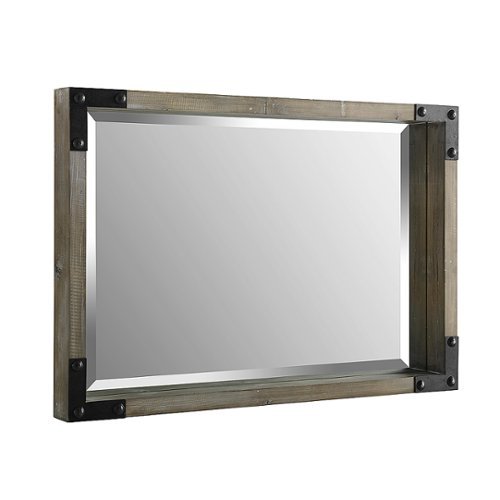 Walker Edison - 36" Rectangle Wood and Metal Mirror - Natural