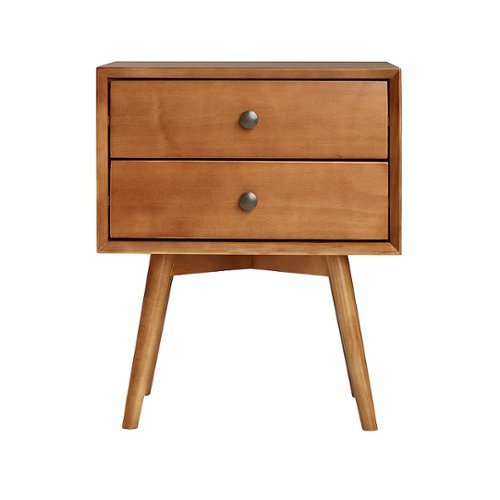 Walker Edison - Mid-Century Solid Wood 2-Drawers Cabinet - Caramel