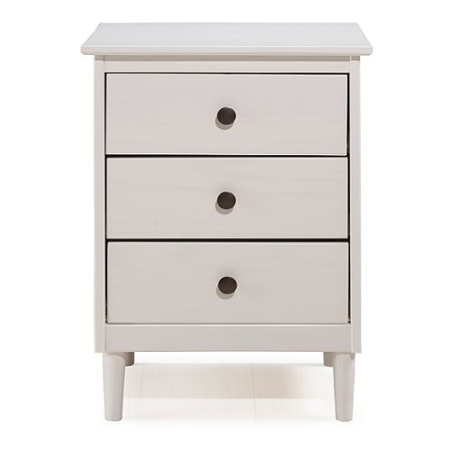 Walker Edison - 3-Drawer Nightstand - White-Front_Standard 