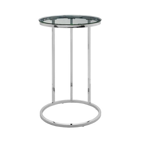 Walker Edison - Modern Round End/Side Table - Glass/Chrome