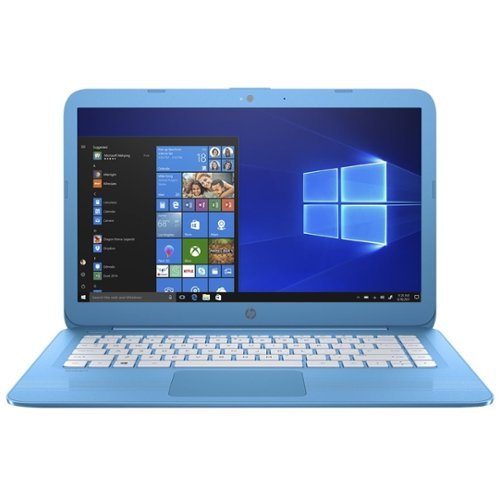 HP - Stream 14" Laptop - Intel Celeron - 4GB Memory - 64GB eMMC Flash Memory - Aqua Blue, Linear Grooves Pattern-Front_Standard 
