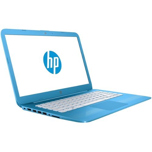 HP - Stream 14" Laptop - Intel Celeron - 4GB Memory - 64GB eMMC Flash Memory - Aqua Blue, Linear Grooves Pattern-Front_Standard 