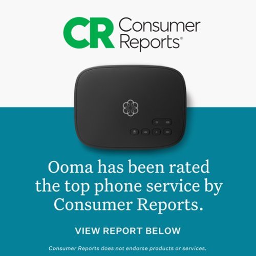Ooma Telo Air 2 Internet Home Phone Service with 2 Cordless Handsets - Black WORLDWIDE DELIVERY