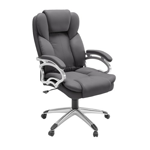 CorLiving - 5-Pointed Star Leatherette Executive Chair - Steel Gray